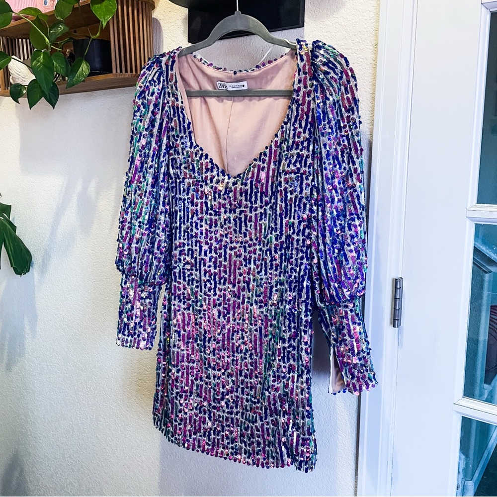 Zara- Multicolor Sequin Mini Dress, Medium
